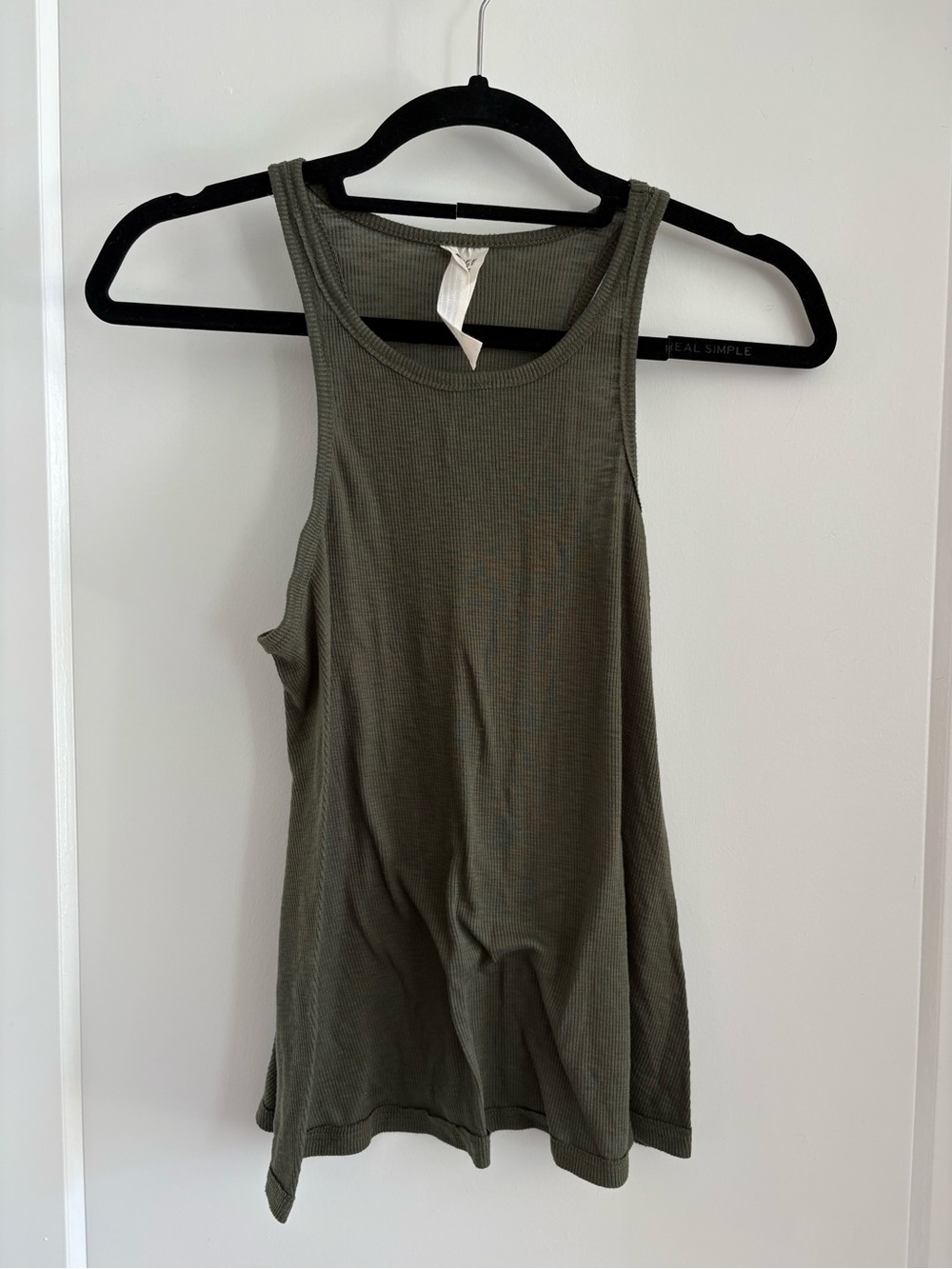 Free People Olive Ribbed Scoop Tank